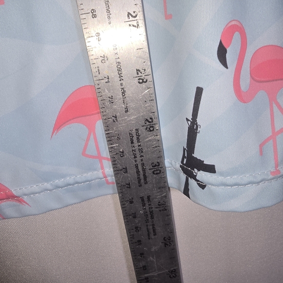 Light Blue Flamingo Print Polo Shirt - Picture 7 of 7